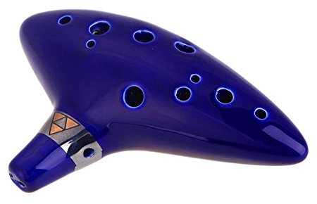 AFUNTA 12 Hole Ocarina Céramique Alto C Ocarina Flûte traversière avec livre de chansons (Collier cordon avec couleur aléatoire) - Bleu