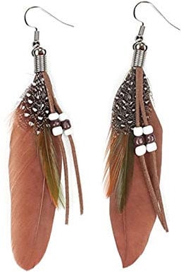 Natur Feder Ohrring Süße Handgemachte Gänsefeder Super Licht Boho baumeln Ohrringe für Frauen Mädchen Valentinstag Muttertag Geschenk