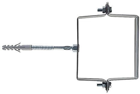 Fischer 1 collier SCP pour gouttières et luviaux, section carrée, diamètre 80 mm, avec vis et chevilles S 10, 501306, galvanisé
