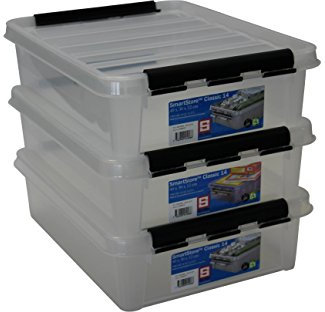 Orthex 35890703 3er Set Clipbox Smart Store Classic 14 Aufbewahrungsbox Plastik 40 x 30 x 11 cm, transparent