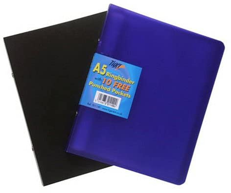 Tiger A5 Slim 2 Ring Binder mit 10 Taschen