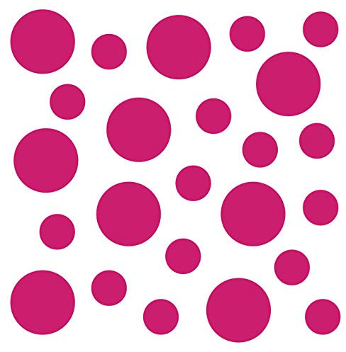 kleb-Drauf | 24 Punkte | Pink - glänzend | Wandtattoo Wandaufkleber Wandsticker Aufkleber Sticker | Wohnzimmer Schlafzimmer Kinderzimmer Küche Bad | Deko Wände Glas Fenster Tür Fliese