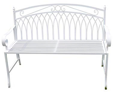 Versailles Folding Metal Garden Bench in White Finish