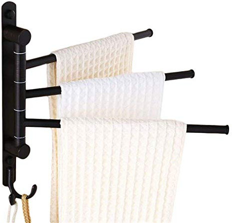 ELLO&ALLO Ölgeriebener Bronze-Handtuchhalter für Badezimmerhalter, Wandmontage, Handtuchstangen mit Haken, 3-armig