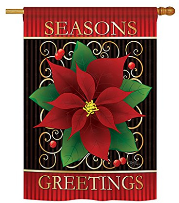 Breeze Decor – Seasons Greetings Weihnachtsstern Winter – Seasonal Weihnachts Impressions Dekorative Vertikale House Flagge 71,1 x 101,6 cm