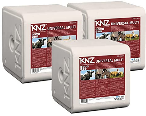 A&G-heute KNZ 30kg Leckstein UNIVERSAL Multi Mineralleckstein 3 x 10 kg Salzleckstein Rinder Kälber Ziegen Pferde Weiß