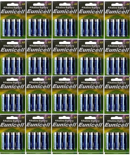 100 x AA LR6 Batteries Eunicell Germany Sales 25 Blister Card
