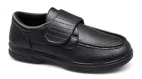 Dr Keller Tony Mens Touch Fasten Bar Comfort Wide Fit Shoes Black UK 8
