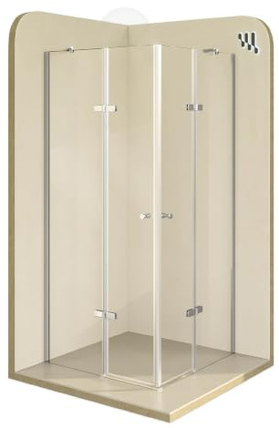 i-flair ALICE Duschkabine 90x115 cm 190 cm Höhe, Eckdusche mit Klapptüren | Eckeinstieg, 6 mm ESG Sicherheitsglas, Klarglas mit Nano-Beschichtung für eine leichte Reinigung, Metallgriffe,Bodenleiste