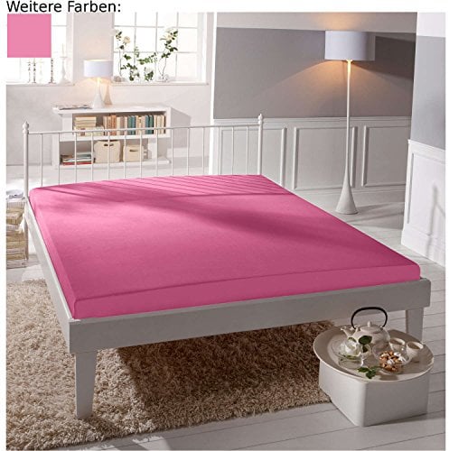 REDBEST Jersey-Stretch Spannbettlaken San Francisco 100% Baumwolle, rosa Größe 140x200 cm - 160x200 cm - weiche Qualität, bügelfrei, Rundumgummi, bis 20 cm Höhe