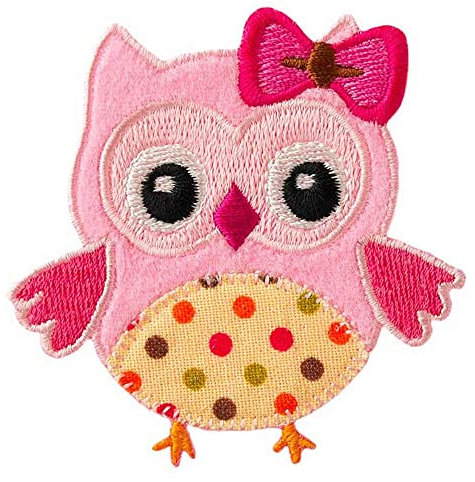 Mono-Quick GmbH Applikationen - Kids and Hits - aufbügelbar Eule, groß ca. 5,0x6,5 cm pink