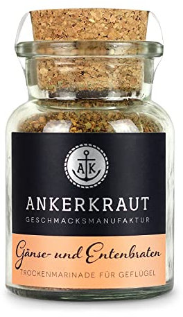 Ankerkraut Gänse- und Entenbraten, Gewürzsalz für Geflügel, zuckerfrei, ohne Geschmacksverstärker, 75 g im Korkenglas