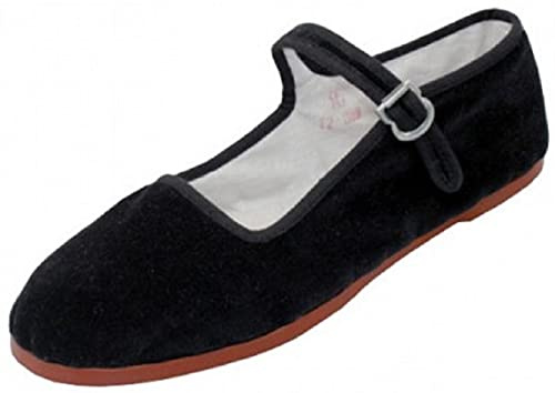 Shoes 18 Womens Cotton China Doll Mary Jane Shoes Ballerina Ballet Flats Shoes 118 Black Micro UK 7