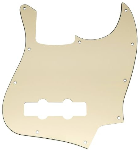 Musiclily 10 Löcher J Bass Pickguard JB Schlagbrett für Fender American/Mexican Standard Jazz Bass,3 lagig Crème