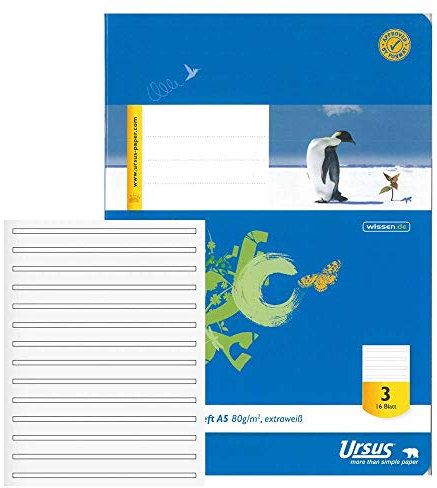 Ursus Basic 040516003 Chlorfrei - Hefte 20 Blatt Heft A5 16 Blatt Lin3