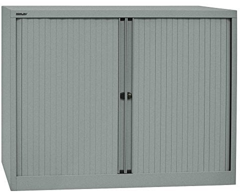 BISLEY Rollladenschrank EuroTambour, 2 Fachböden, 2,5 OH, B 1200 mm, Farbe Korpus Silber, Rollladen Silber