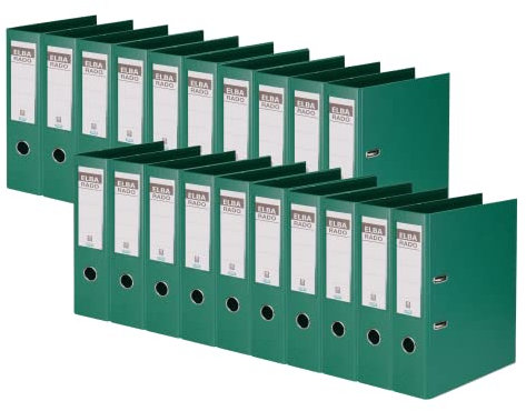 Elba Ordner A4, aus Kunststoff, rado plast, 8 cm breit, grün, 20 Stück