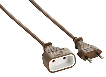 Electraline Verlängerungskabel, 3 m, EU-Stecker, 6 A, Querschnitt 2 x 0,75 mm², Kinderschutz, für kleine mobile Haushaltsgeräte, braun, bis zu 1.38 kW
