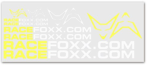 RACEFOXX Aufkleberbogen, Aufkleber, Folie, Autoaufkleber, Motorradaufkleber, neon gelb/weiß