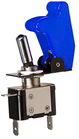 MC Power Kill-Switch | 12 V, 20 A | Interruptor basculante con tapa protectora y LED, interruptor de encendido/apagado para coche, barco, automovilismo, electrónica de bricolaje, iluminación azul