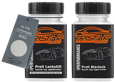 TRISTARcolor Autolack Lackstift Set für VW/Volkswagen 90G Silber Metallic Basislack Klarlack je 50ml