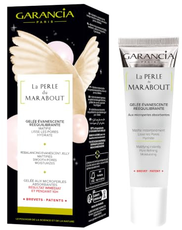 Garancia Perle du Marabout Gelée Matifiante Algues Anti-Sébum Pores 30ml | Micro-algues sulfureuses et microperles végétales. Réduit le sébum de 55%, lisse les pores, fini frais et net