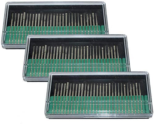 PHYHOO 90 Pcs Diamond Burr Bits Drill Glass Gemstone Metal for Dremel Craftsman Rotary Tool