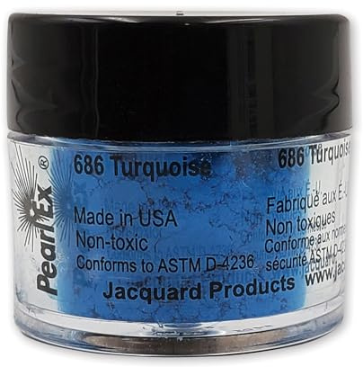 Jacquard Pearl Ex Pigment Powder 3 Grams Turquoise - Loose Mica Powder for Epoxy Resin, Watercolors, Calligraphy Ink & Clay - Epoxy Pigment Powder - Epoxy Resin Color