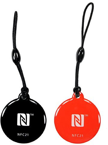 NFC Anhänger Style, 30mm, NTAG216, 888 Byte, schwarz, rot, 2 Stück, Kompatibel mit Allen NFC Smartphones