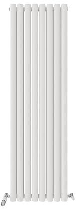 VeeBath Montpellier Matt White Low Carbon Mild Steel Vertical Double Oval Panel Bathroom Heating Radiator - 1600 x 480mm