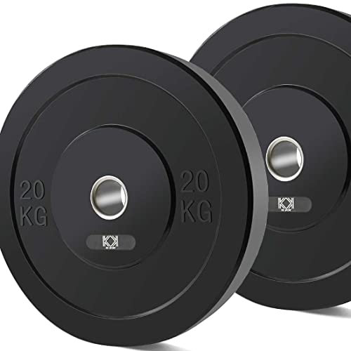 KK Rubber Weight Plate Set - 2 Inch Bumper Weight Plates – Durable Barbell Weights Set - Dumbbell Plates For Training & Weightlifting – Weight Disc Pair Olympic Weight Plates For Home Gym – 2 X 20kg