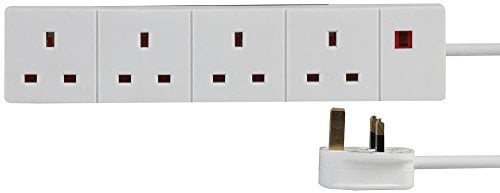 Pro Elec 3 m 4 Socket Neon On Light Extension Lead - White