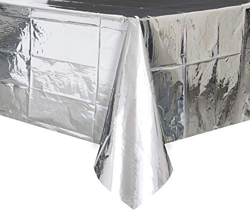 Kunststoff-Tischdecke - 2,74 m x 1,37 m - Silberfolie