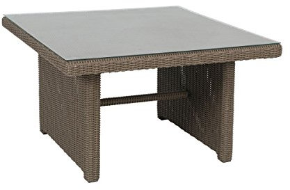 greemotion Tisch New York braun, Esstisch inklusive Glasplatte, Terassentisch für 4 Personen, Gartentisch aus hochwertigem Aluminiumgestell und Poly-Rattan, witterungsbeständig und pflegeleicht