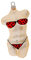 Hamburger Weihnachtskontor - Außergewöhnliche Weihnachtskugeln -Weiblicher Torso in Bikini rot/Schwarz