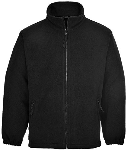 Portwest F205 Aran Fleece Long Sleeve Machine Washable Front Zip Opening | Black, Small, EN 14058 Class 1, UPF 50+, Generous Fit, Elasticated Cuffs, Anti-Pill Finish, Secure Storage, Zipped Pockets