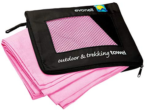 Evonell© Sport & Trekking Towels | Mikrofaser Handtücher L 66 x 120 cm hot pink – Ultra saugfähig klein, leicht – das praktische Sauna und Badetuch, Sporthandtuch, Outdoor-Handtuch