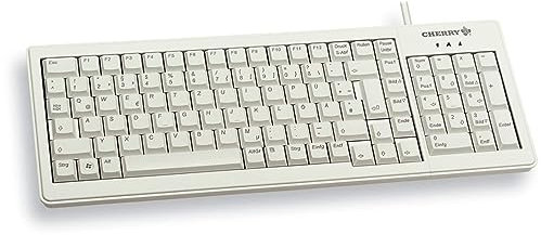 CHERRY G84-5200 XS, Kompakte Tastatur mit Nummernblock, Deutsches Layout (QWERTZ), Kabelgebunden (USB-A Anschluss), Mechanische CHERRY ML Switches, Hellgrau