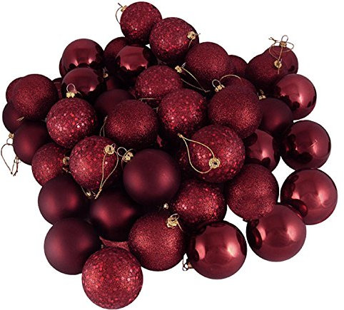 60 ct Burgund Bruchsichere 4-finish Christmas Ball Ornaments 6,3 cm (60 mm)