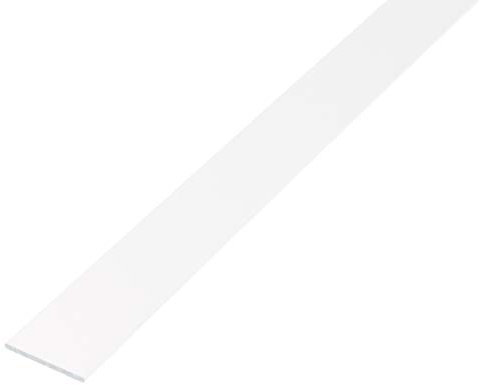 Alberts 474201 Perfil lleno plano, Aluminio, blanco, 1000 x 30 x 2 mm
