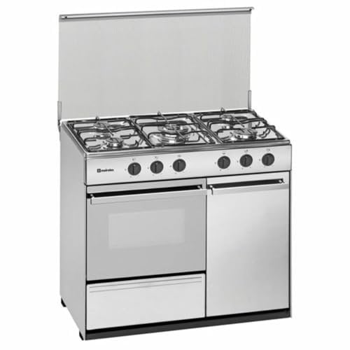 Meireles G 2950 DV - Cocina portabombonas de 90x60cm con 5 quemadores a gas y horno a gas preparada para gás butano/propano, blanco