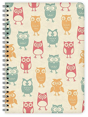 etmamu 438 Notizblock Eulen Muster A5, 60 Blatt blanko