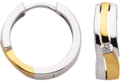 Creolen Bicolor mit Zirkonia aus 925 Sterling Silber