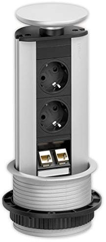 EVOline 93100314 Steckdosenturm 2fach Schwarz, Silber Schutzkontakt 1 St.