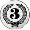 S.B.J - Sportland Pokal/Medaille Emblem, Motiv Zahl 3, Durchmesser 50 mm, Silber