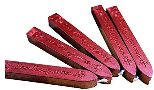 Manuscript Sealing Seal Wax Sticks Wicks for Postage Letter (5PCS Wine Red)