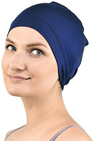 Jasmine Silk Bambus Schlaf Cap - Geeignet für Chemo & Haarausfall - Cardani Chemo Krebs -Hut (Marine)