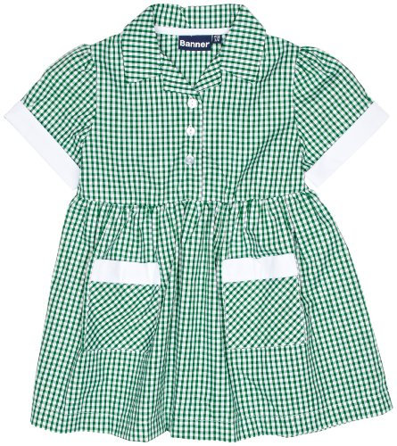 Blue Max Banner Girl's Ayr Short Sleeve Gingham School Dress, Green, 3-4 Years