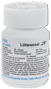 CFH Lötwasser Zinkblech LWZ 372 - Flussmittel zum Weichlöten von Zink, Titanzink & verzinktem Stahlblech, Flussmitteltyp 3114 nach EN ISO 9454-1, 100 g Schraubdeckeldose, Made in Germany