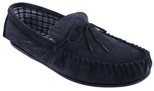 Mens Real Suede Leather Moccasins with Hard Wearing PVC Sole
